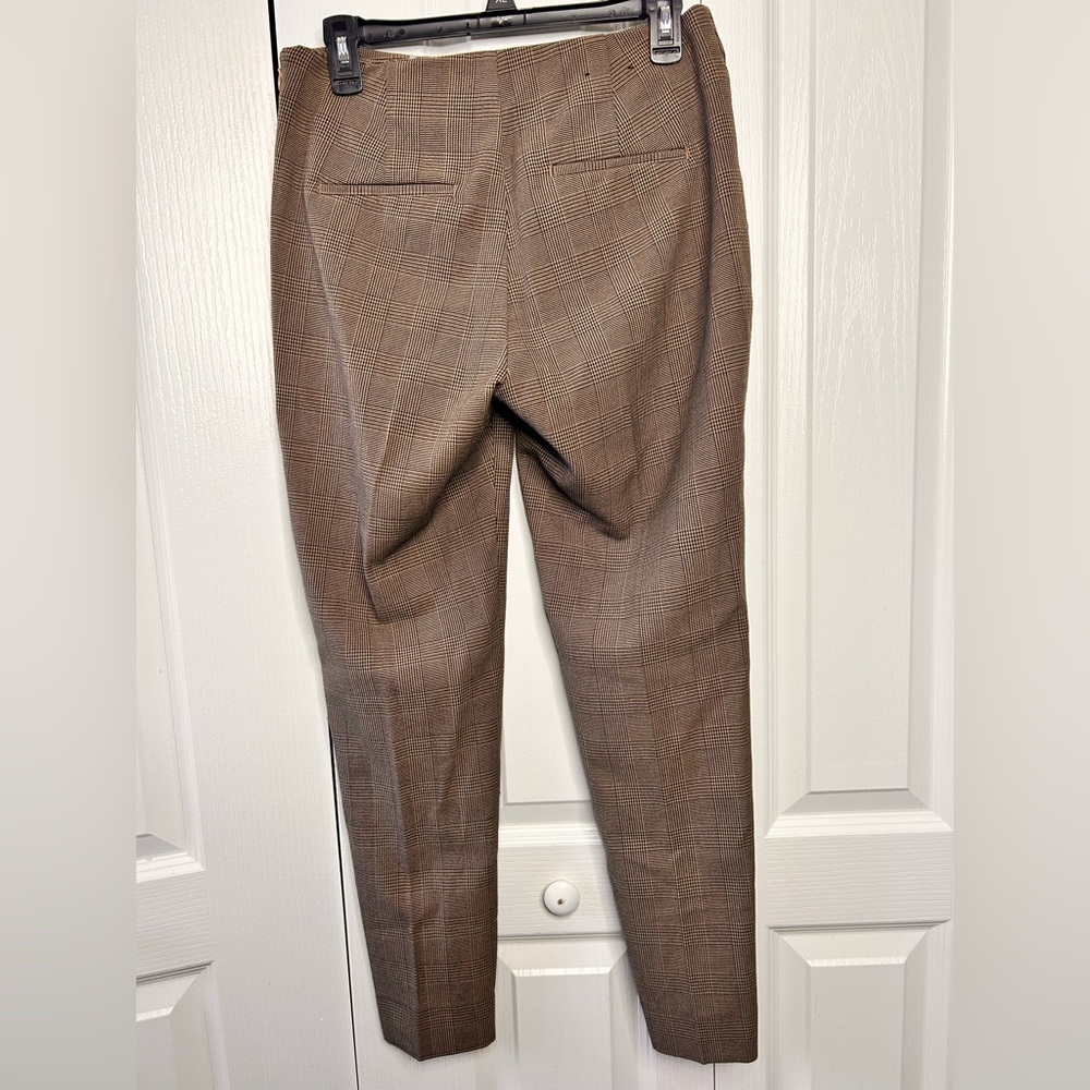 Banana Republic Women’s 4 Plaid Brown Pull On Zip Up Straight Leg Pants Work - Picture 4 of 8